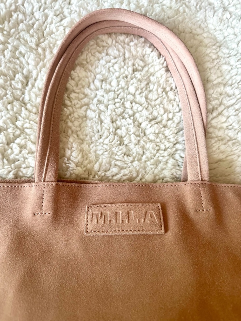 M.I.L.A Blush Pink Suede Tote Bag Large Minimalist Luxury Everyday Work Travel